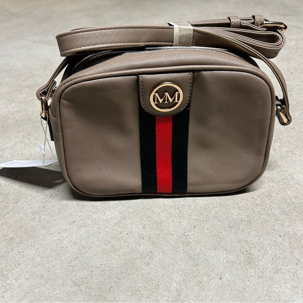 NWT MARILYN MONROE Taupe Handbag Purse w/ Crossbody Strap Faux Leather